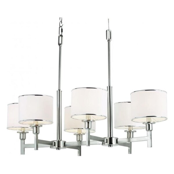 Trans Globe Six Light Brushed Nickel Drum Shade Chandelier 1056 BN